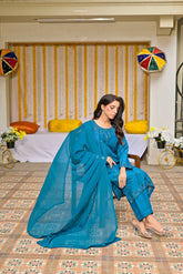 Azure Elegance  Formal Silk Ensemble